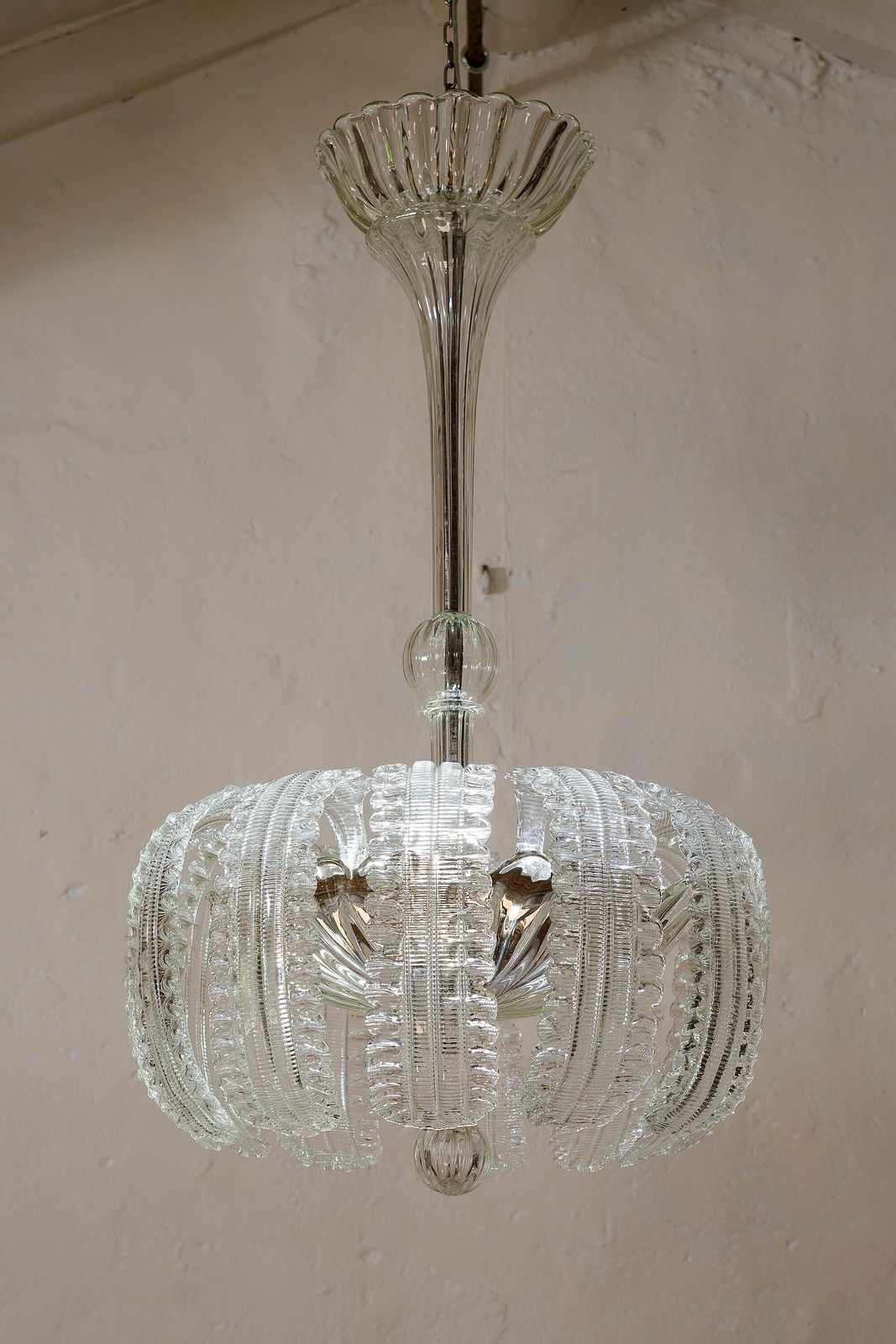Art Deco Chandelier   Murano Glass   Barovier & Toso   12 Large Leaves photo furniture