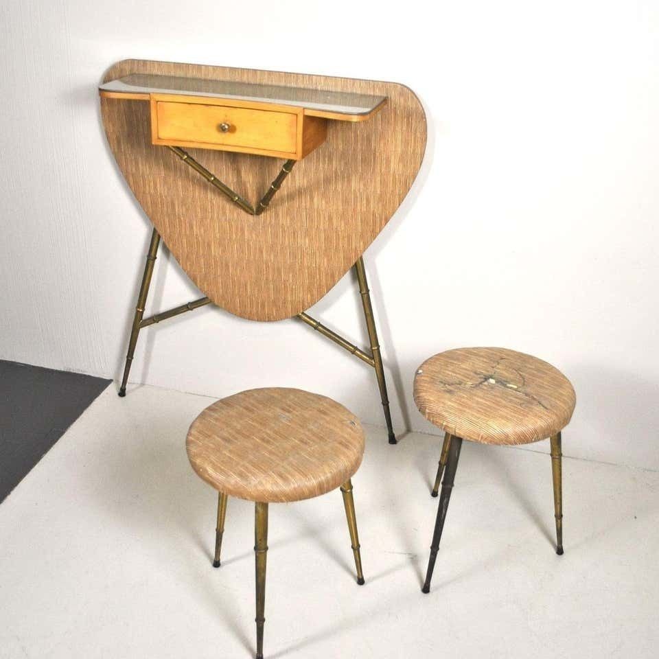 Italian Midcentury 1960s Consolle In Brass And Wood (No Stools) photo 1300.0