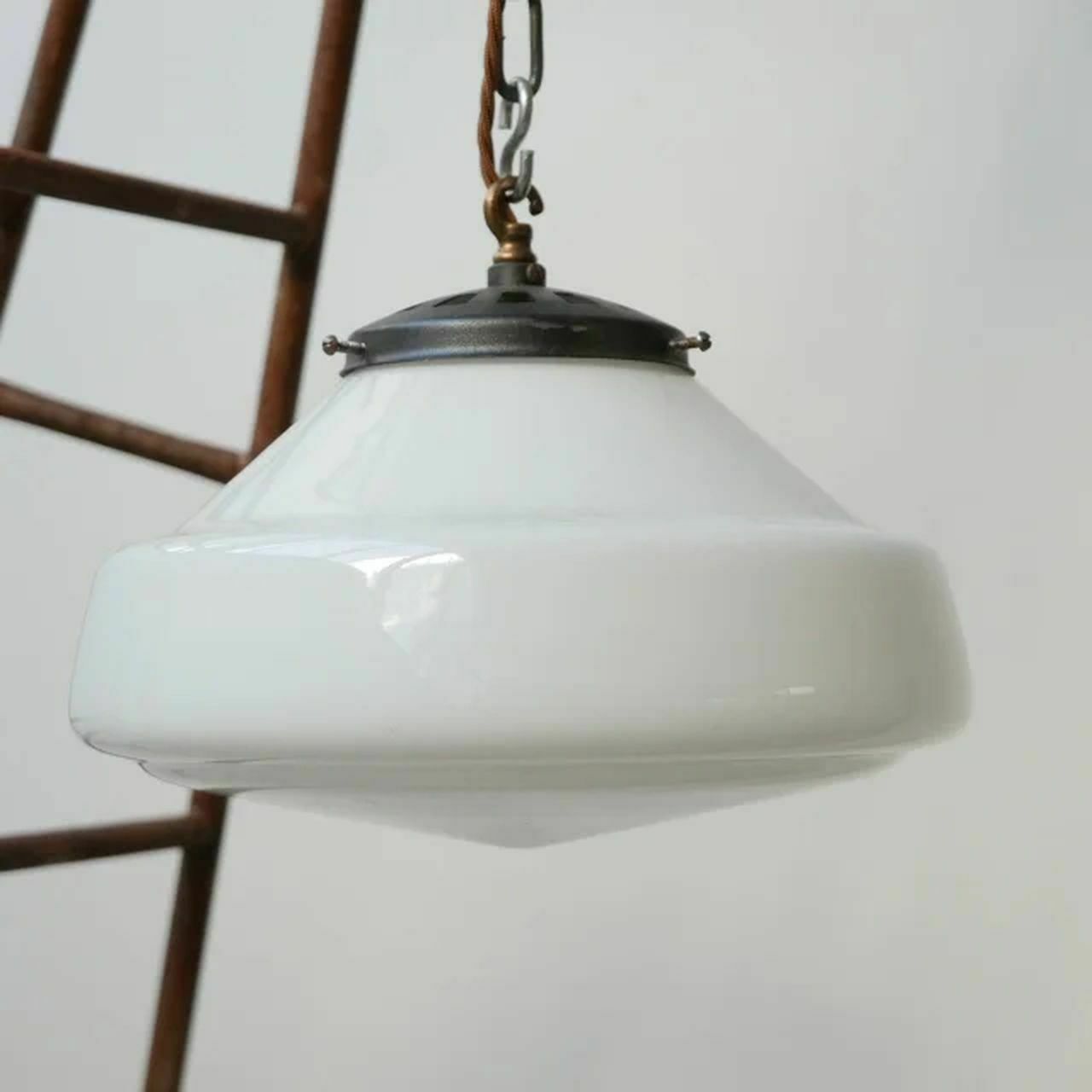 Opaline Pendant Lights, 1950s, Vintage