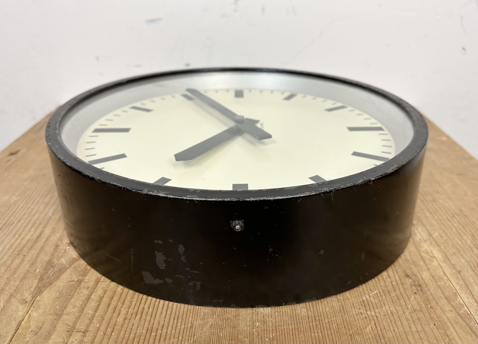 Black Industrial Factory Wall Clock From International, 1950s photo 319.0