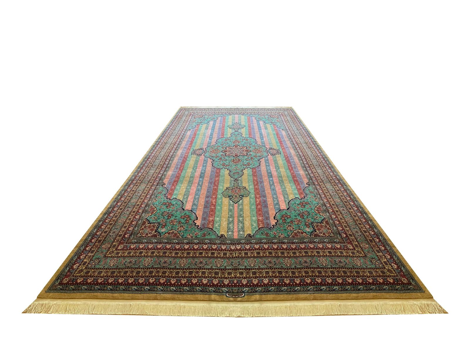 Oversized Carpet Striped Rug, Fine Exclusive Handmade Wool Silk Kurdish Rug photo for sale