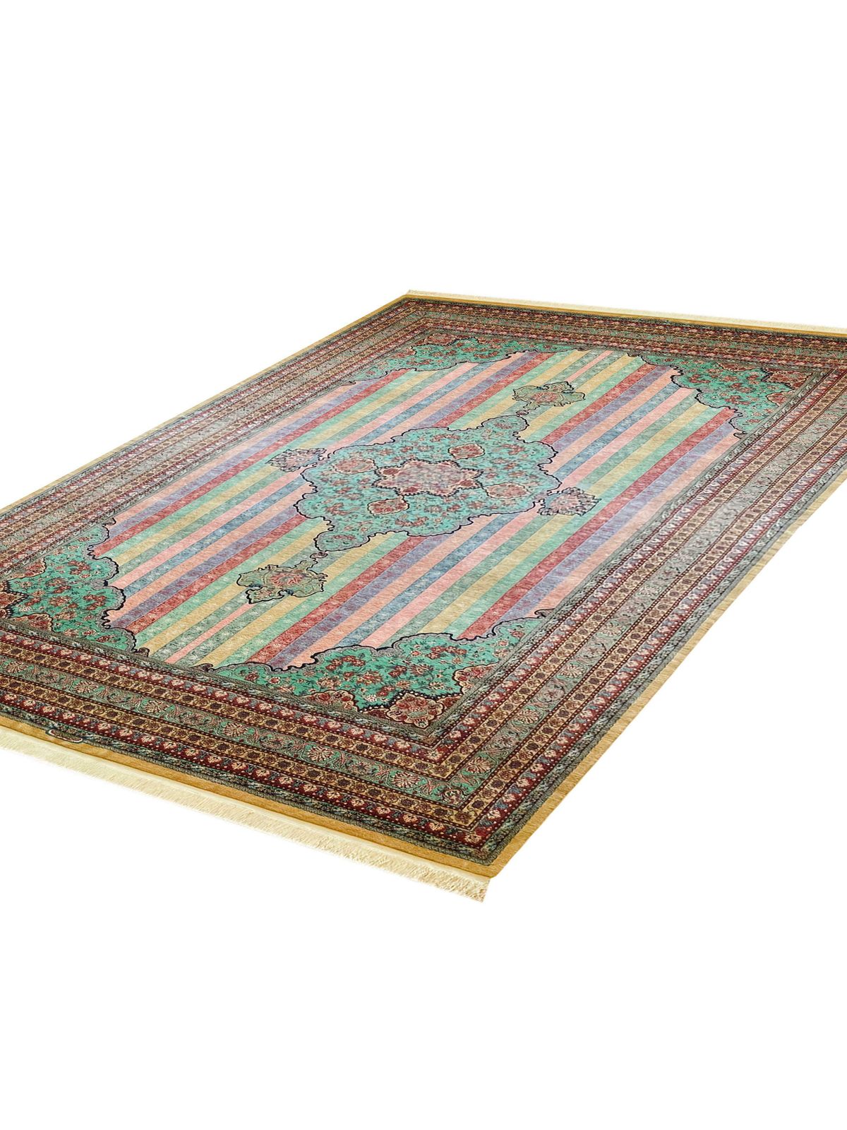 Oversized Carpet Striped Rug, Fine Exclusive Handmade Wool Silk Kurdish Rug photo 65000.0