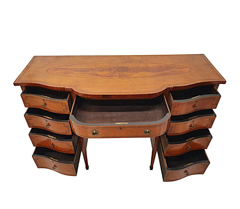 A Fine Edwardian Inlaid Serpentine Sideboard photo buy