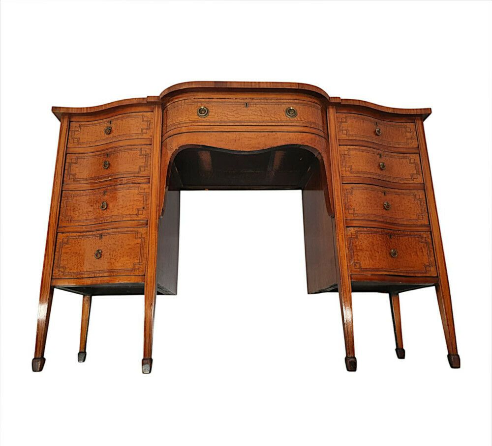 A Fine Edwardian Inlaid Serpentine Sideboard photo vintage