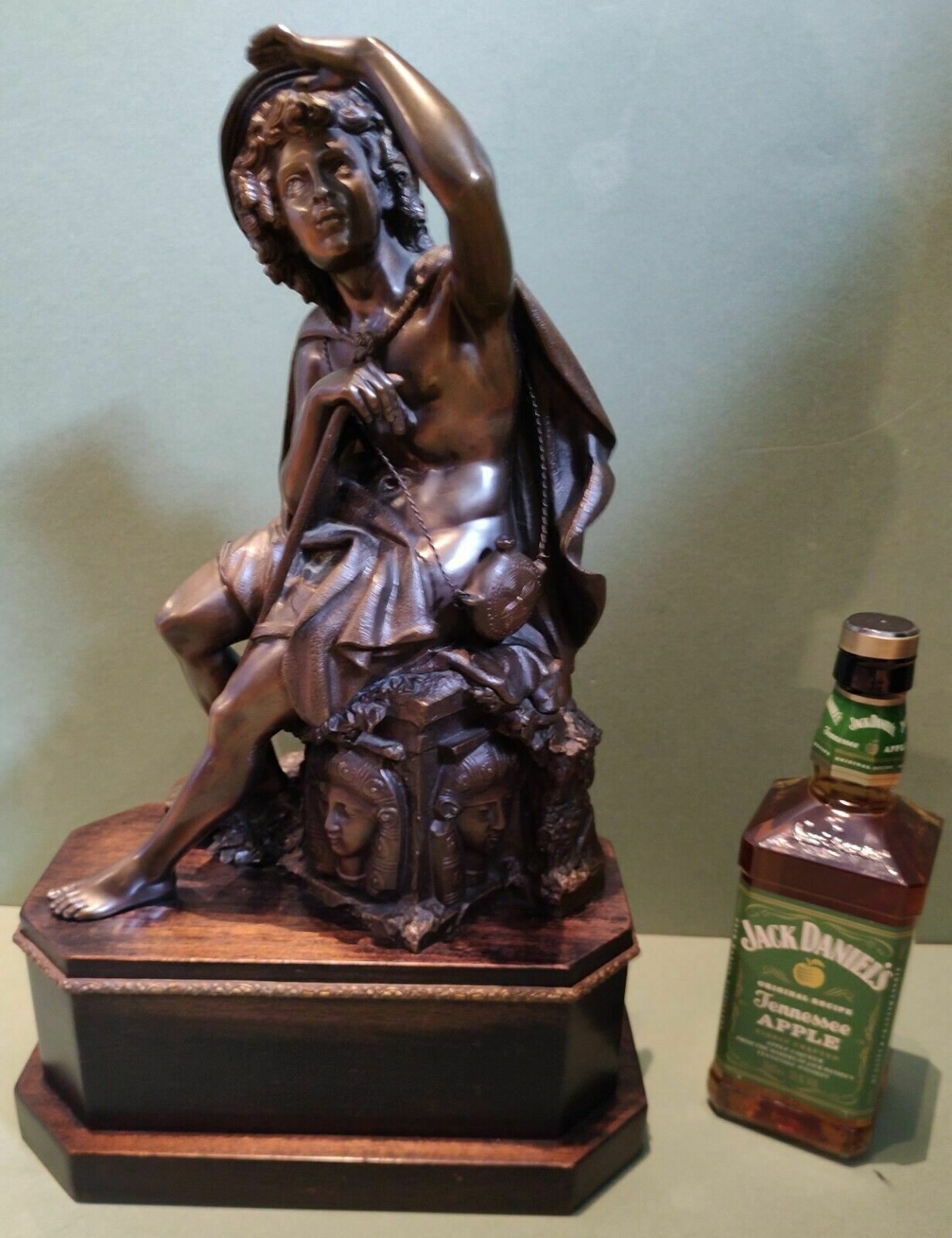 Large Fine Quality Antique Bronze Sculpture Pilgrim Or Shepherd Neo Classical photo 699.0