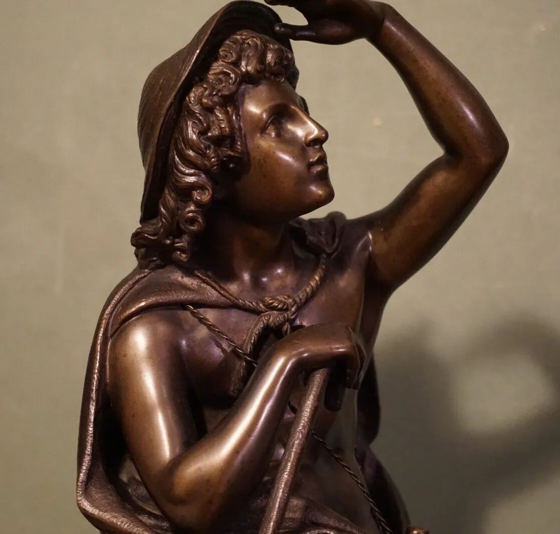 photo furniture Large Fine Quality Antique Bronze Sculpture Pilgrim Or Shepherd Neo Classical