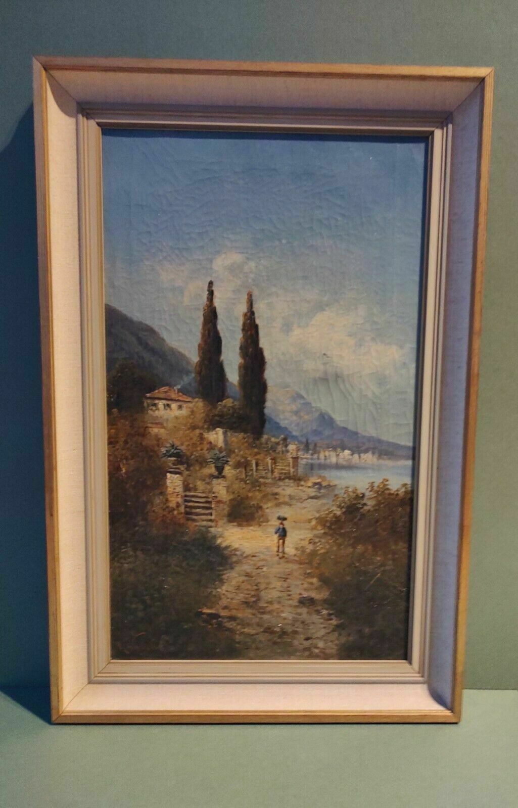 Antique Original Oil Painting Lake Lucerne Switzerland Signed H Waldeck C 1890 photo Art