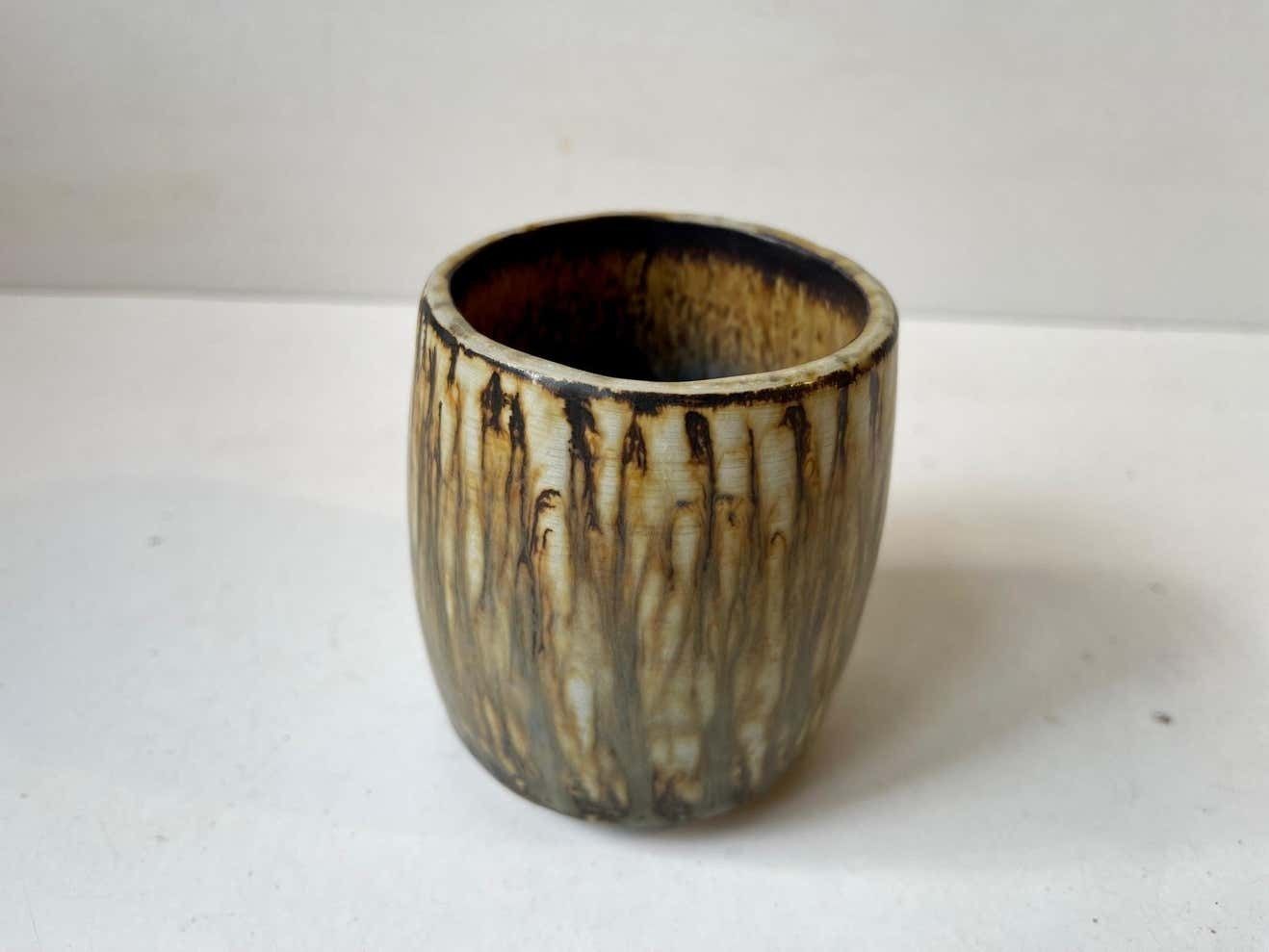Gunnar Nylund Stoneware Vase With Tiger Taupé Glaze For Rörstrand, 1960s photo 243.0