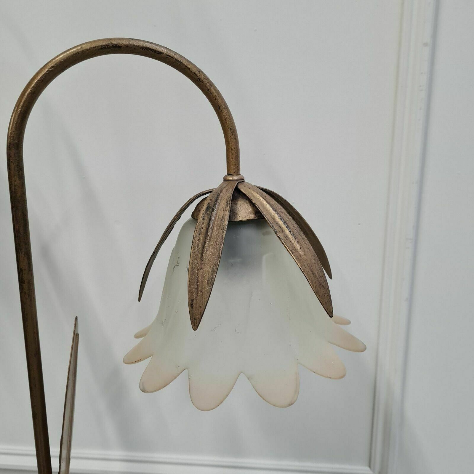 Vintage 1950s Hollywood French Gold And Glass Flower Floor Lamp Free Delivery England And Wales photo buy