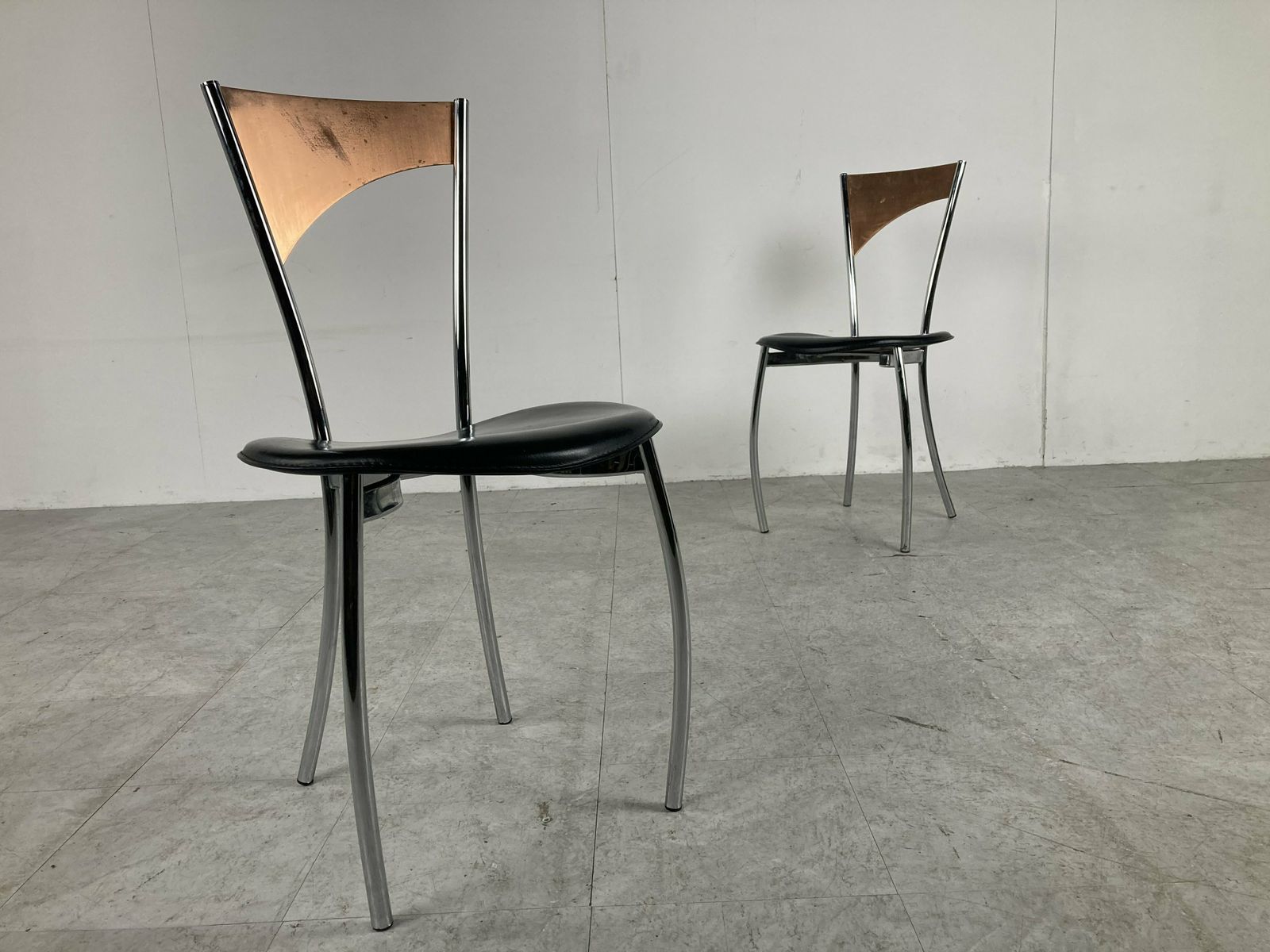 photo buy Rare Dining Chairs In Copper By Cattelan Italy, 1970s