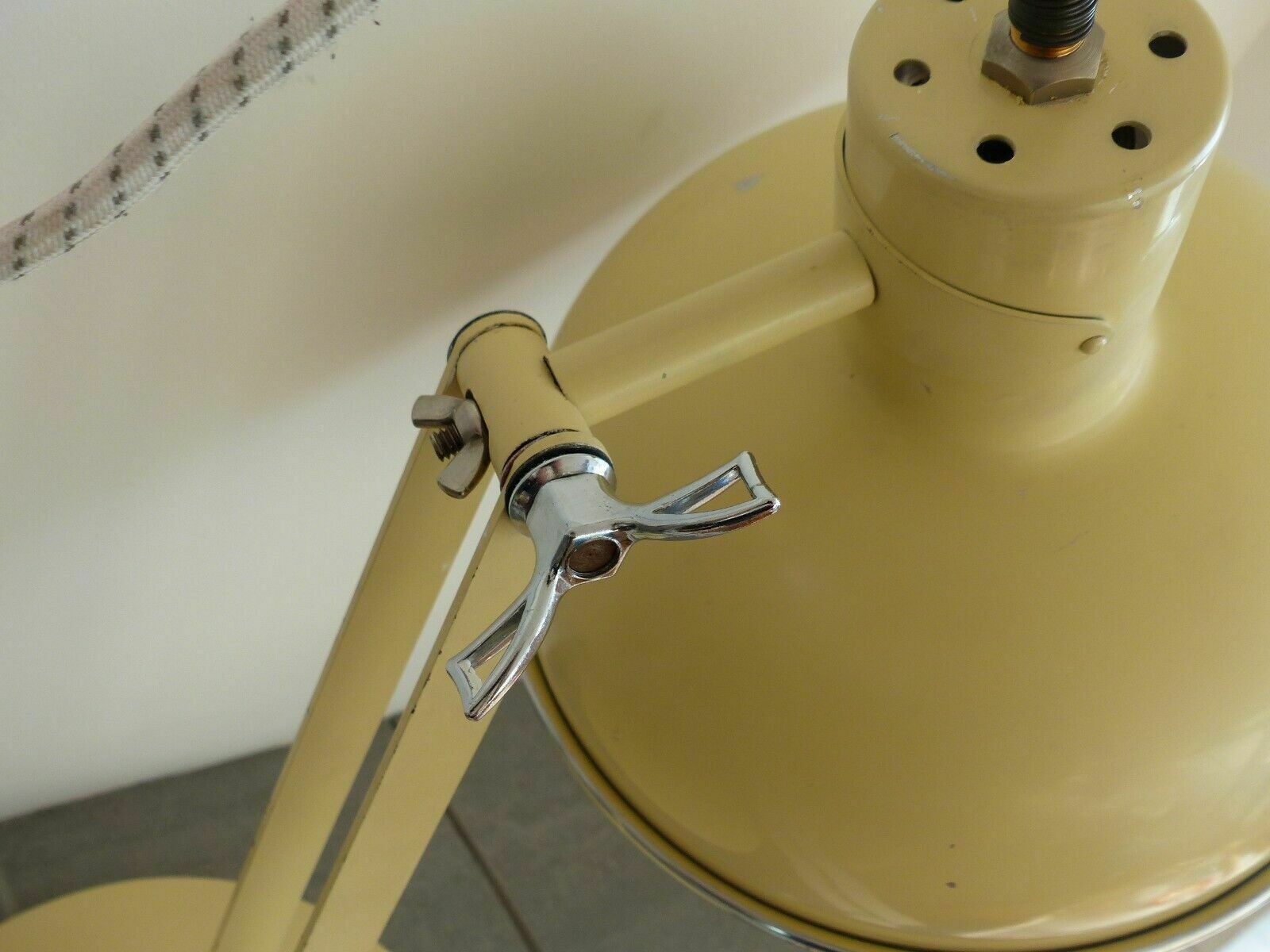 Mcm Vintage Retro Re Wired Converted Heat Lamp Desk / Side Lamp Large Dome Shade photo vintage