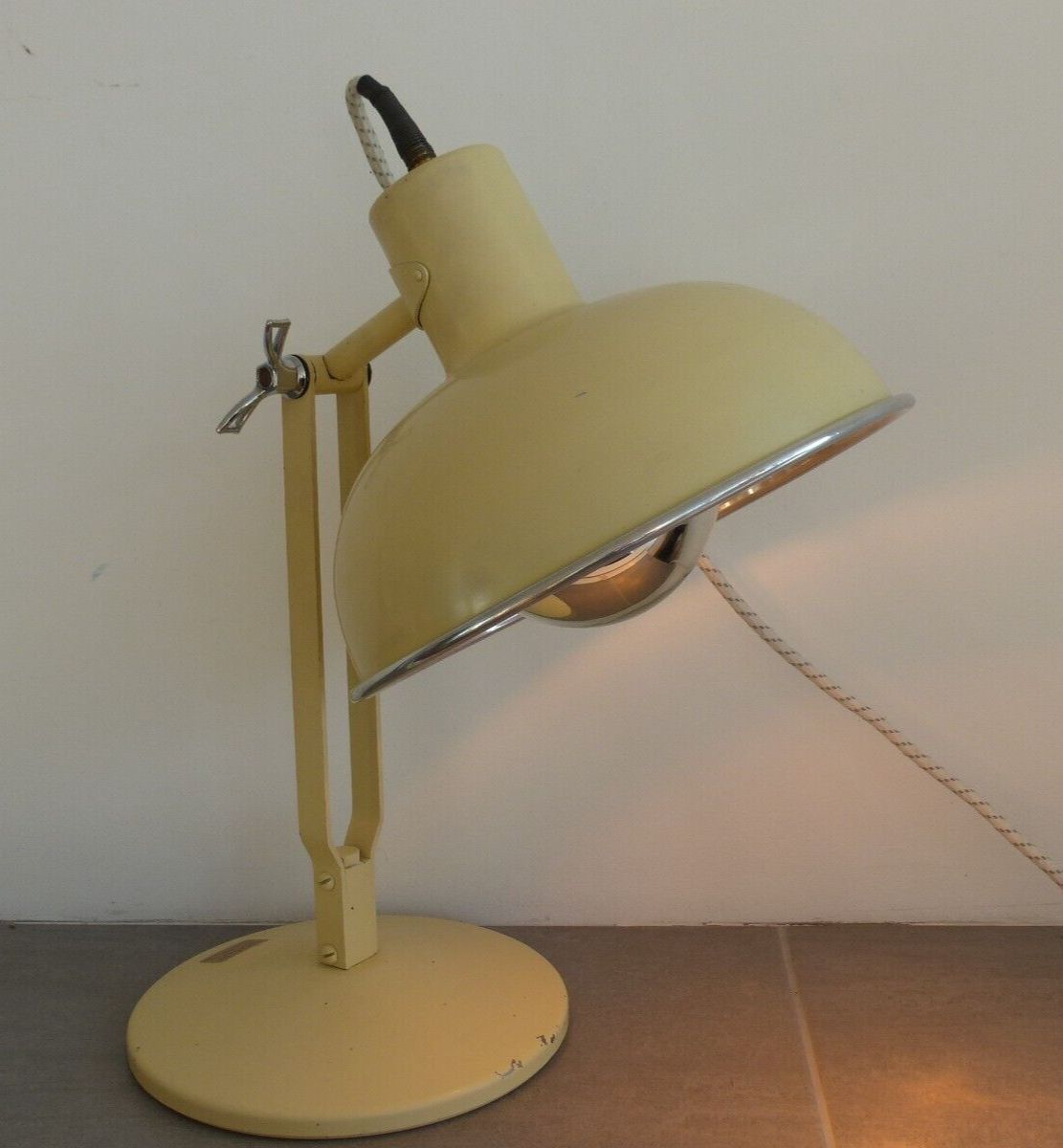 photo for sale Mcm Vintage Retro Re Wired Converted Heat Lamp Desk / Side Lamp Large Dome Shade