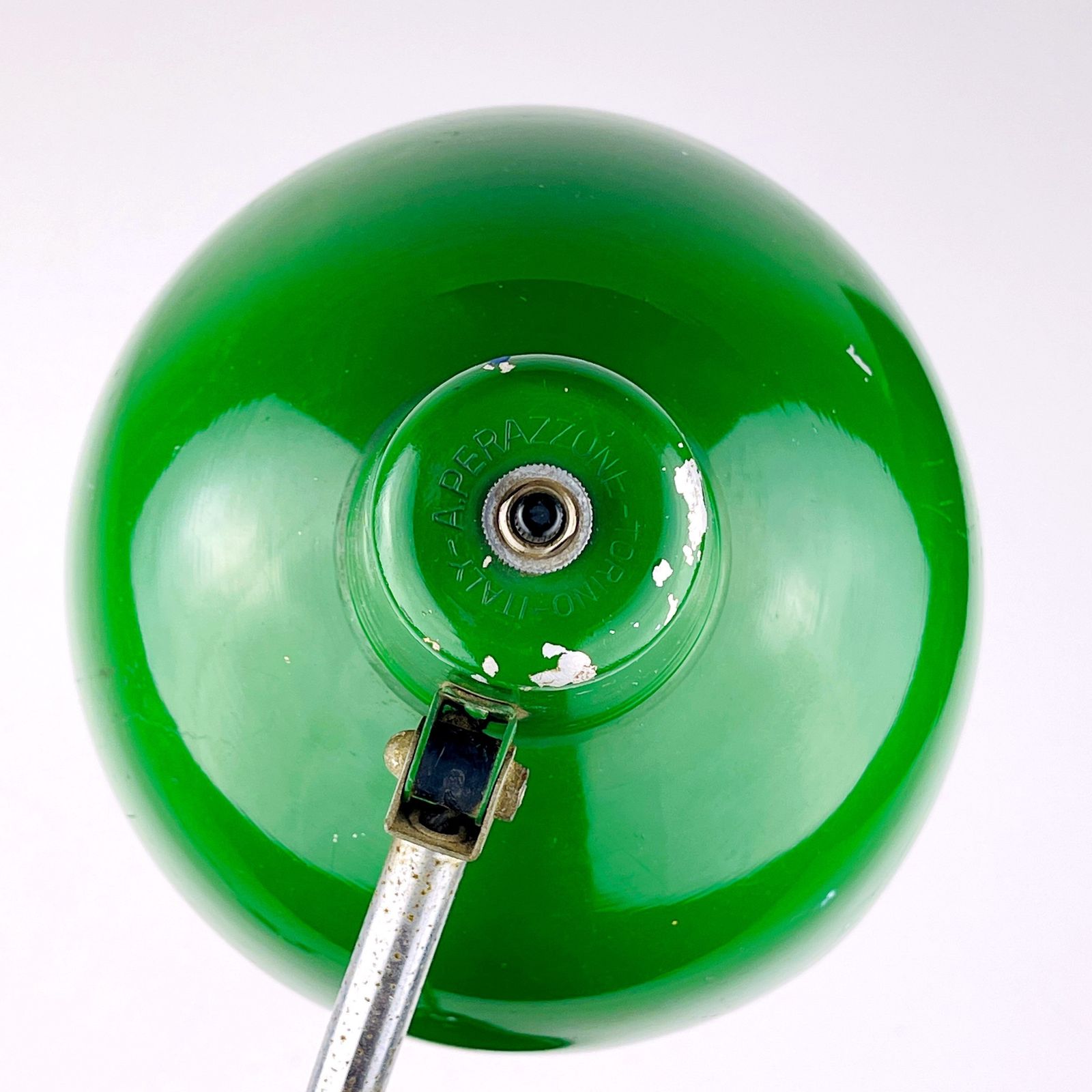 Green Industrial Metal Desk Lamp A.Perazzone Torino Italy 1960s photo Lighting