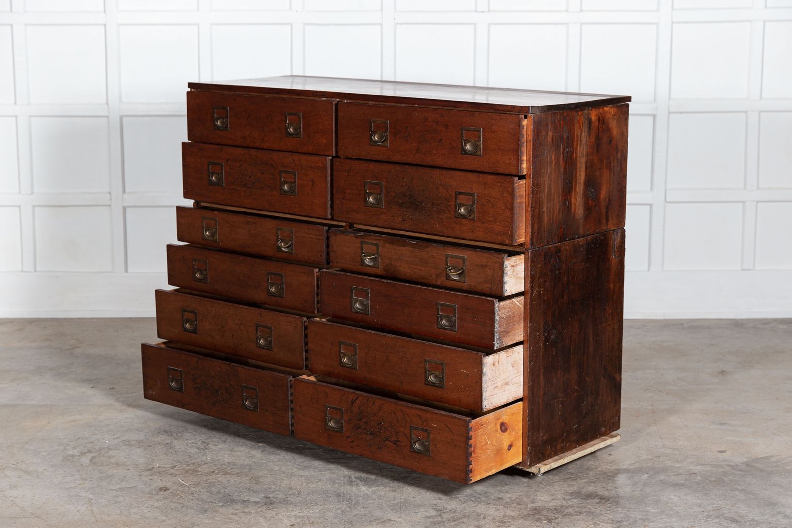 Large English 19thc Mahogany Campaign Chest photo Furniture