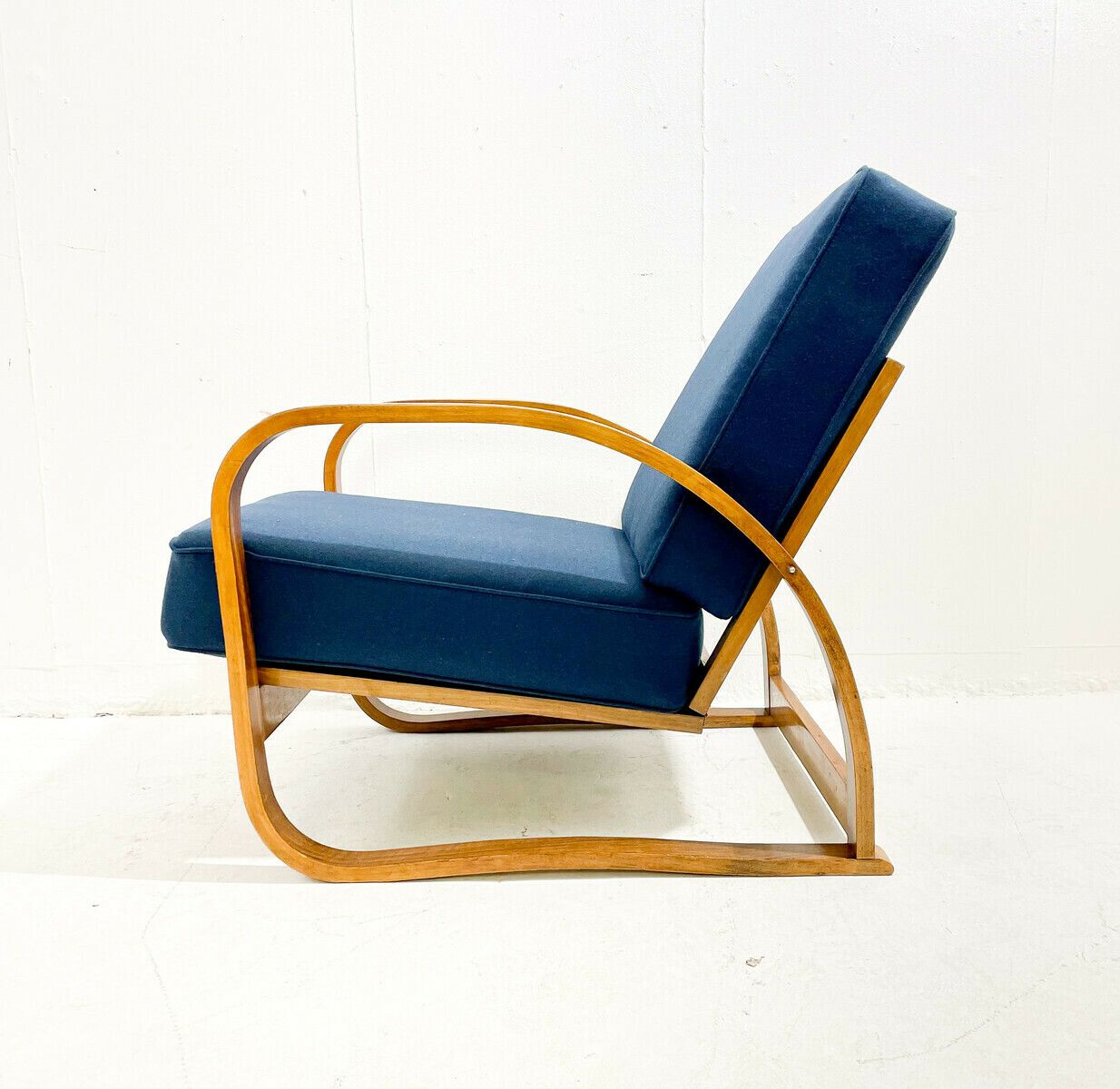 Mid Century Adjustable Blue Bentwood Armchair By Jindrich Halabala photo for sale