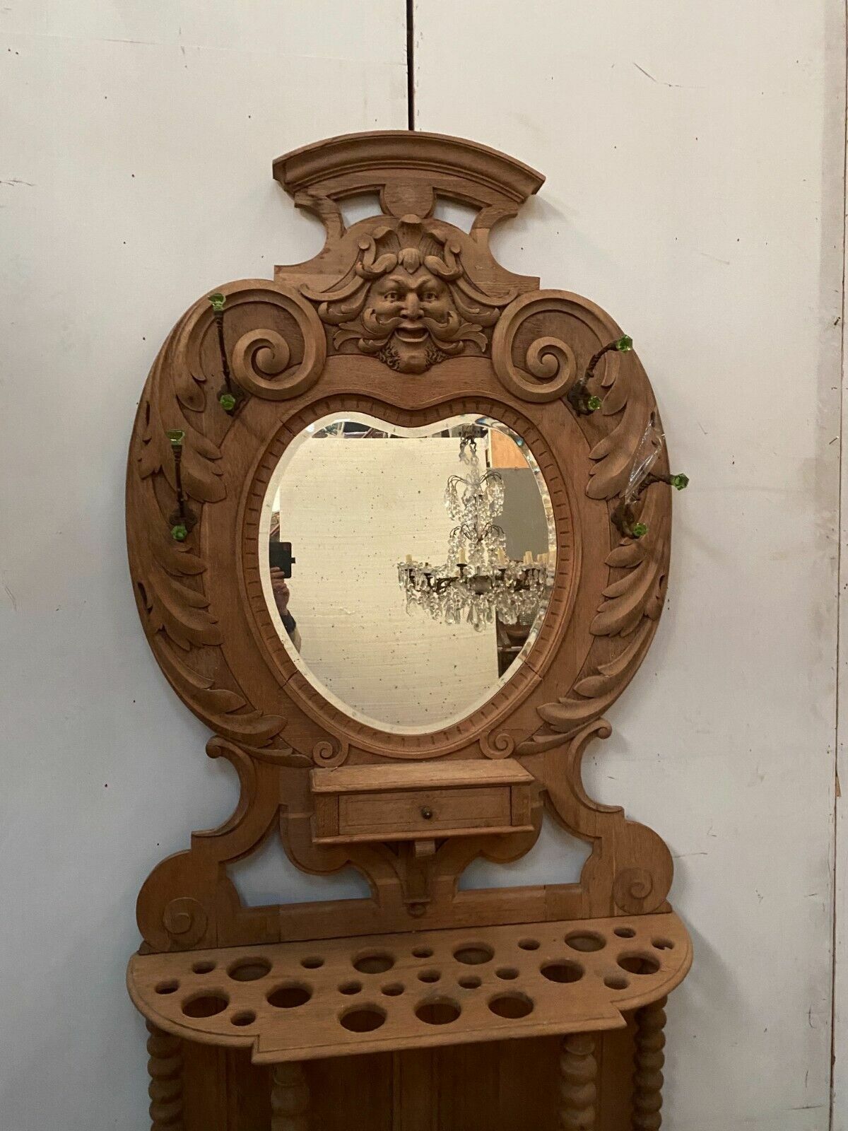 20th Century Carved Oak Coat Rack And Umbrella photo vinterior