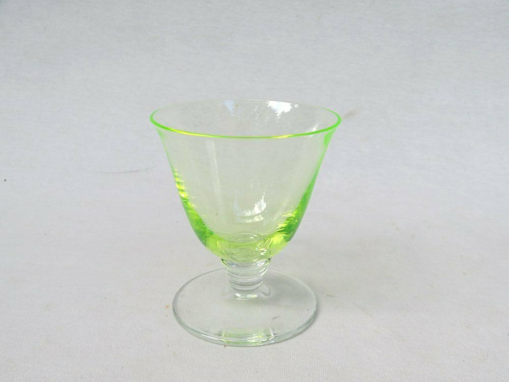 Art Deco Uranium Glass Liqueur Glasses 1920s Set Of 6 photo vinterior