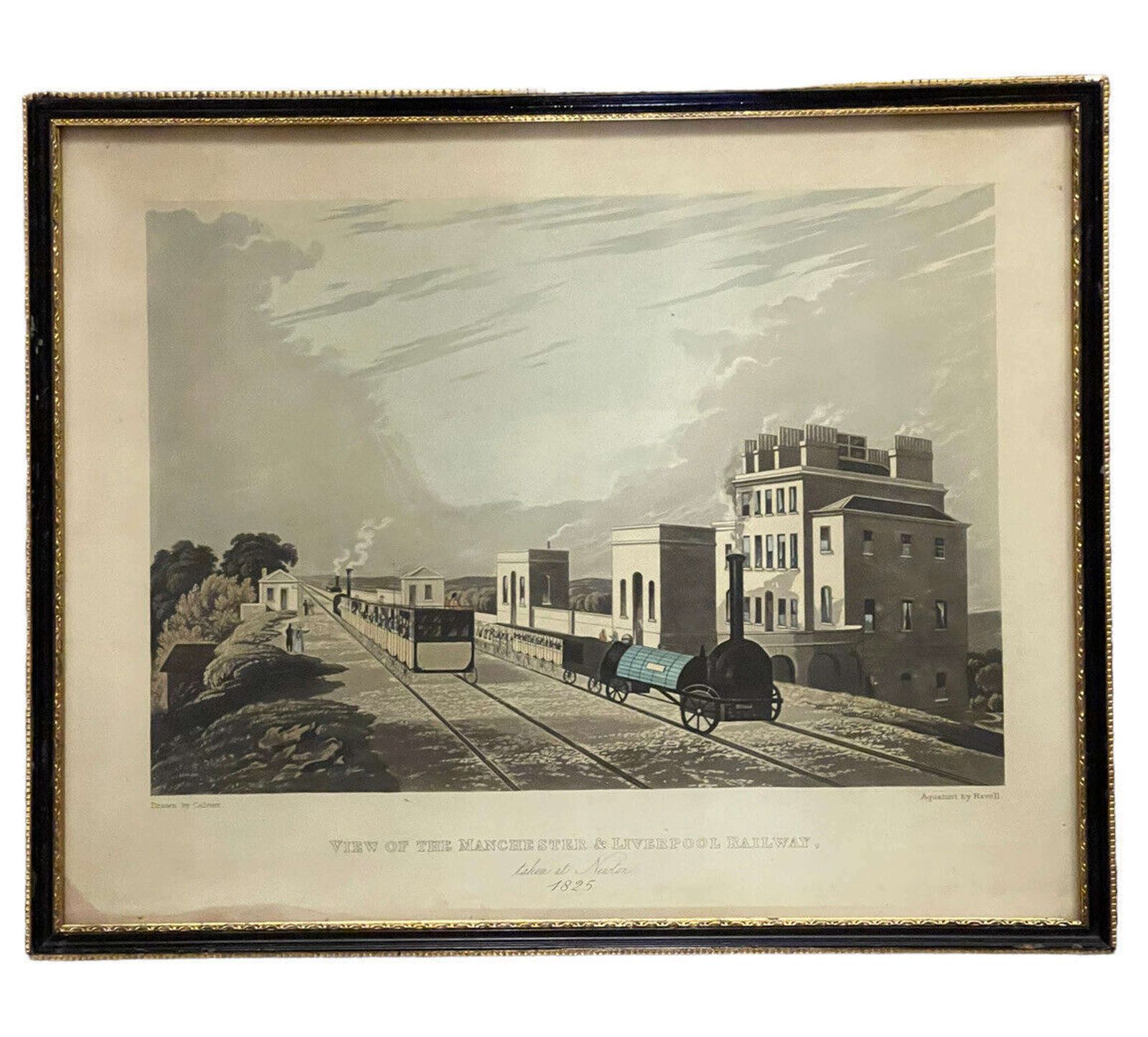 photo furniture Manchester & Liverpool Railway At Newton Aquatint 1825