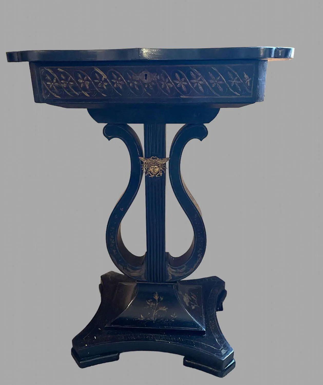 A 19th C Black Japanned  Sewing Table photo 485.0
