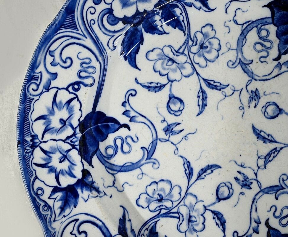 Large Earthenware Dish “Flora With Bindweeds”, Creil & Montereau, Art Nouveau – Late 19th Century photo Home Decor