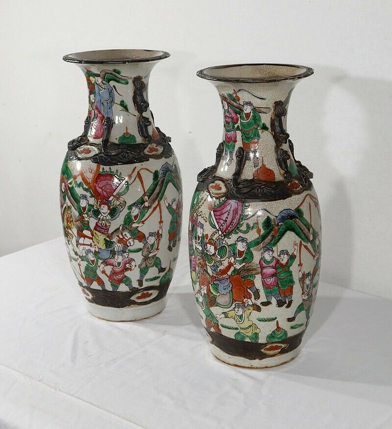 Pair Of Nanjing Porcelain Vases, China, Late 19th Century photo for sale
