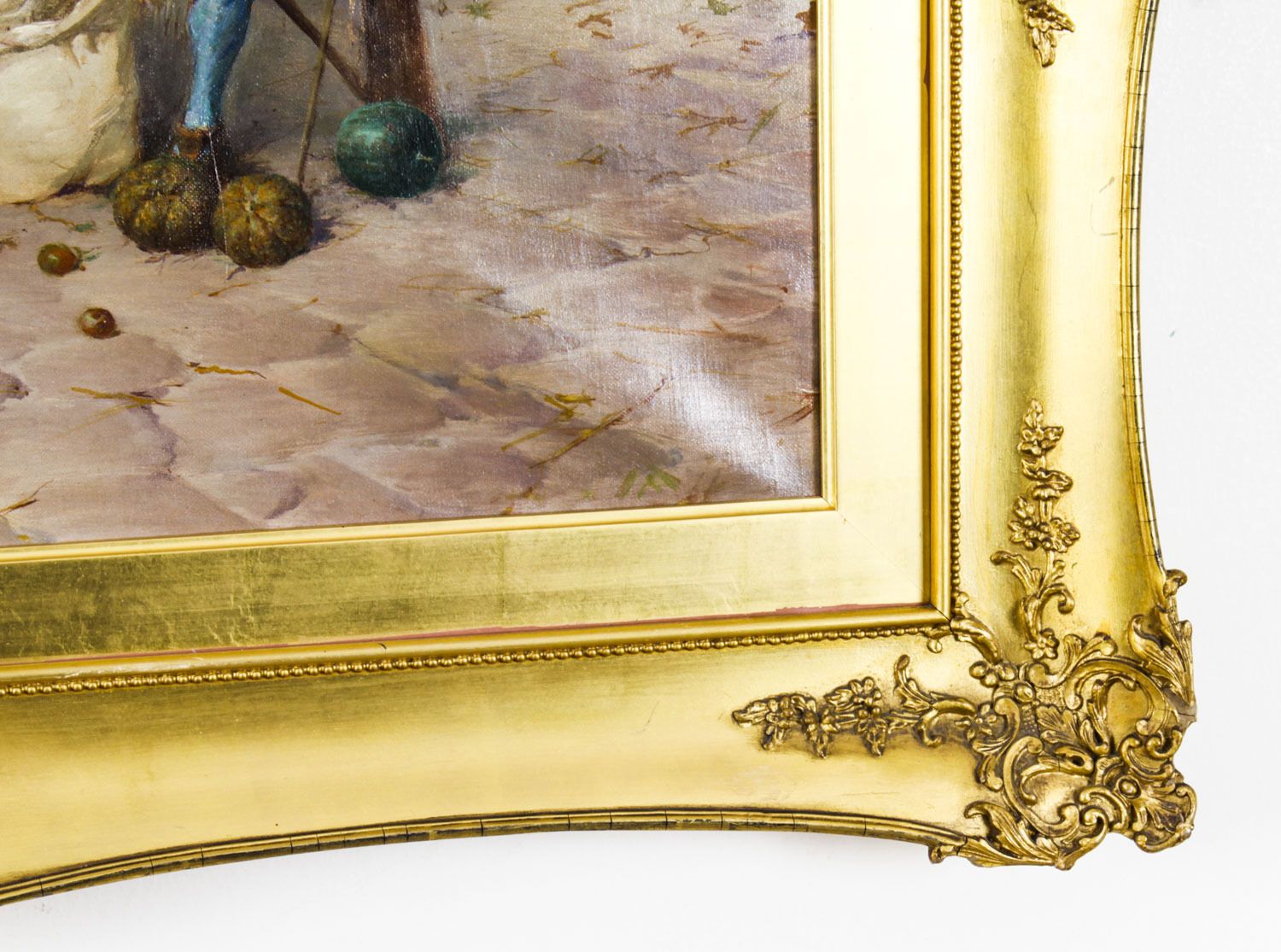 Antique Oil On Canvas Painting By Francesco Bergamini Dated 1894 19th C photo buy