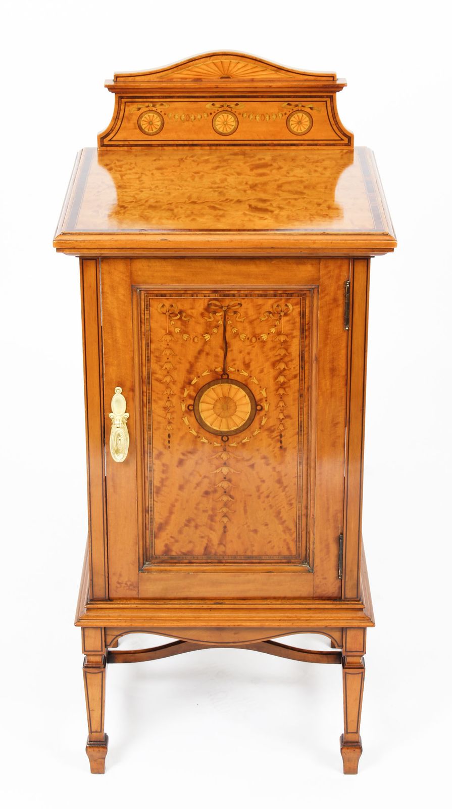 Victorian Satinwood & Inlaid Bedside Cabinet C.1880 19th Century photo furniture