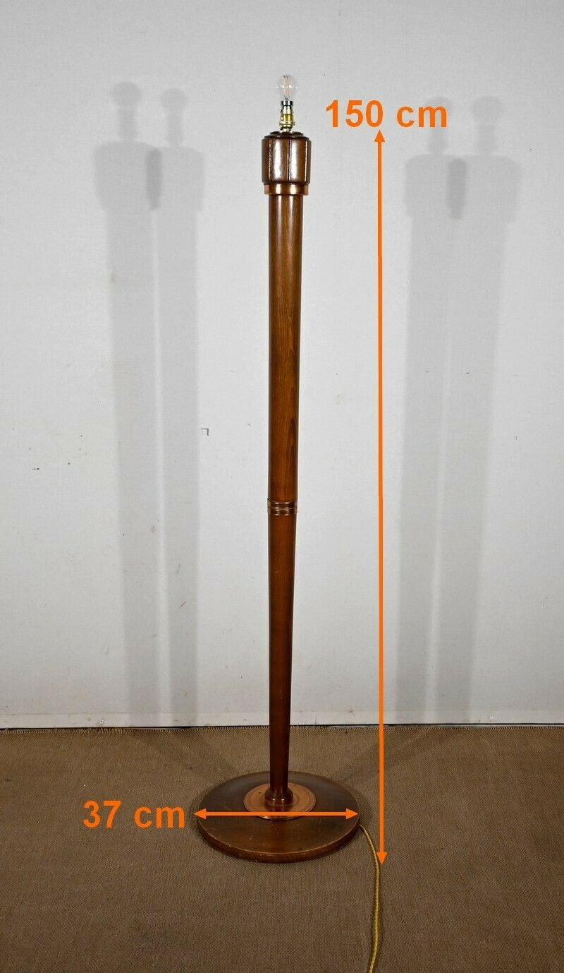 Lighting Art Deco Floor Lamp In Varnished Beech, 1940 photo