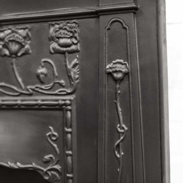 photo furniture Antique Art Nouveau Cast Iron Combination Fireplace