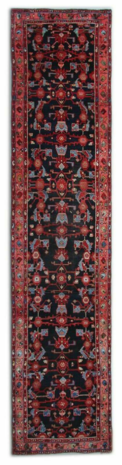 Blue Runner Red Carpet Rug Wool Area Rug, Traditional Handwoven 105x487cm
