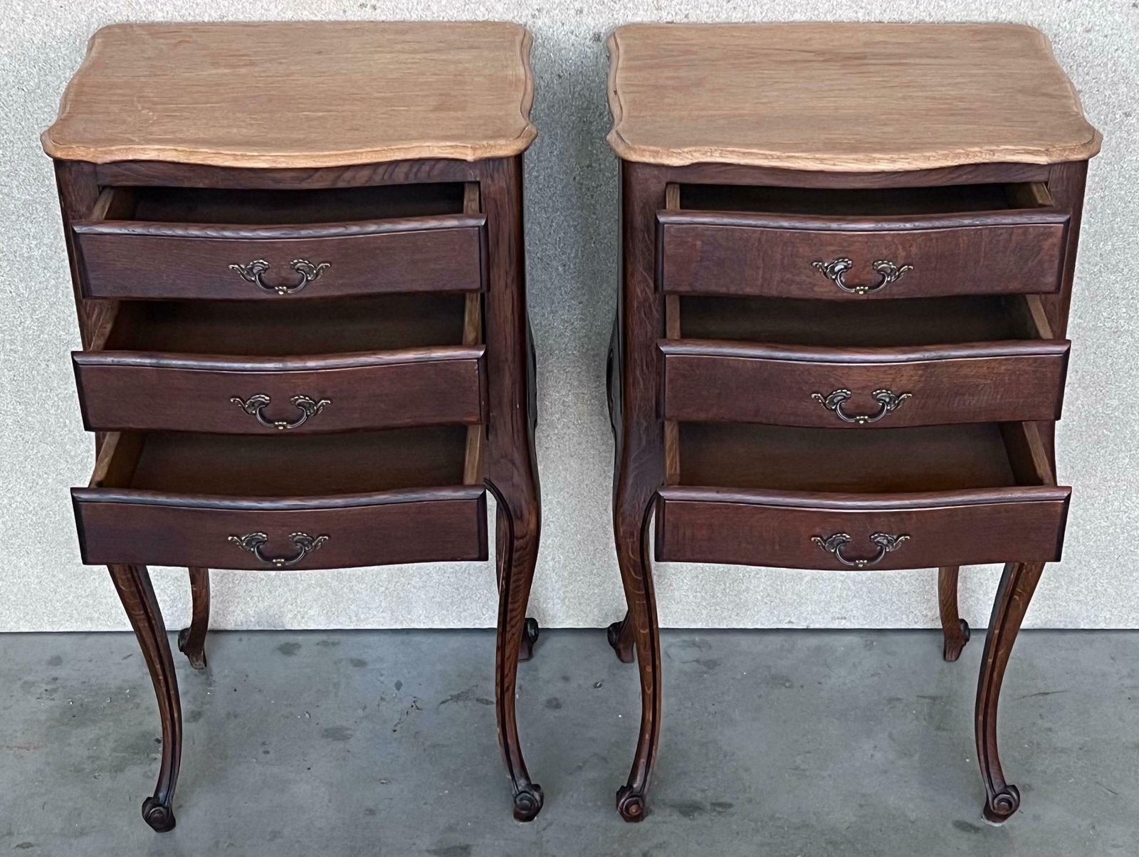 Antique Louis XV French Darkness Oak Nightstands, Set Of 2 photo 2464.0