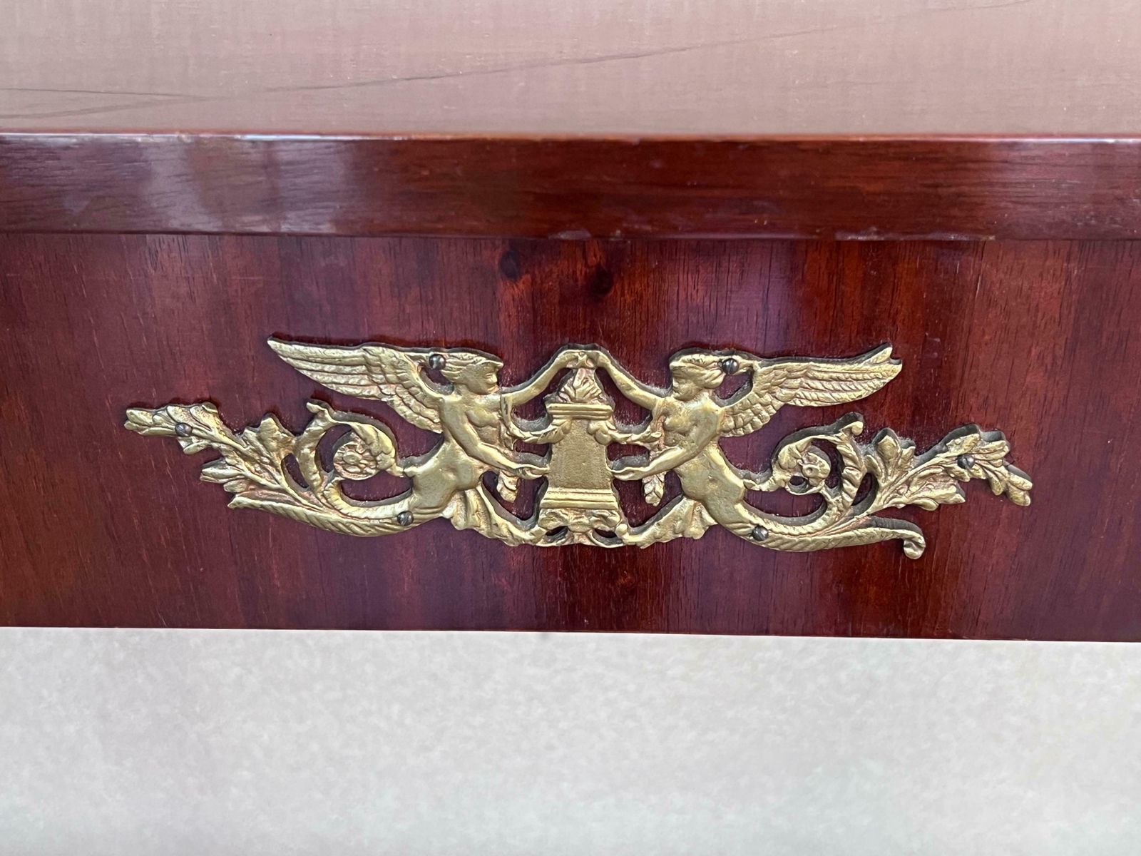 photo for sale Console Biedermeier à colonnes ébonisées, montures en bronze et tiroir