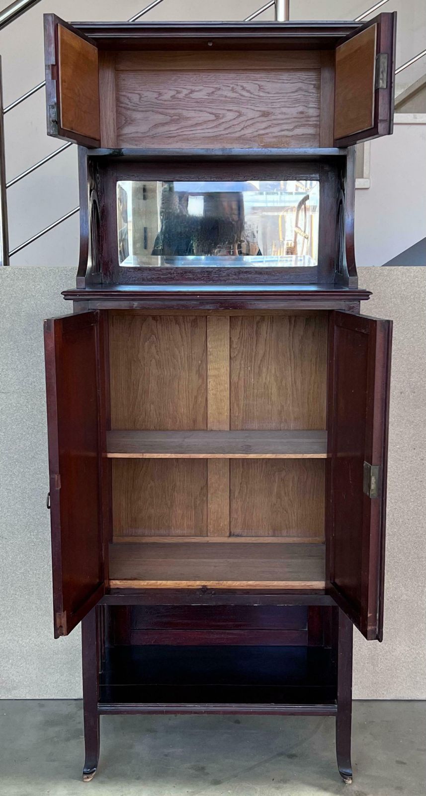 Late 19th French Art Nouveau Walnut Cabinet photo for sale