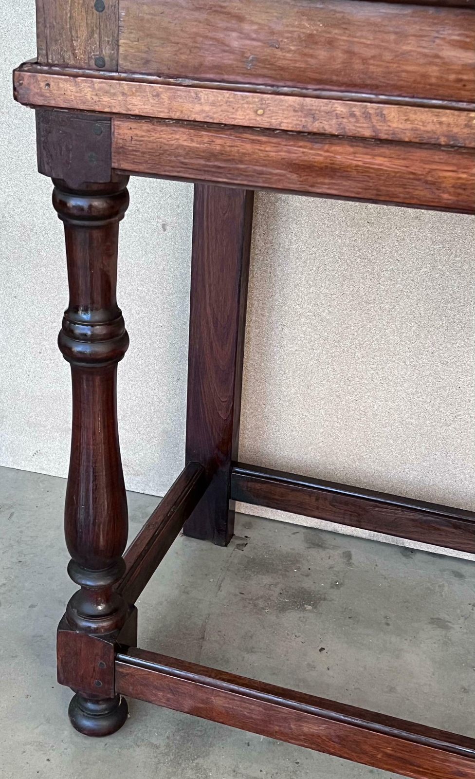 photo for sale 19th Catalan Spanish Cabinet On Stand In Carved Walnut And Iron Stretcher