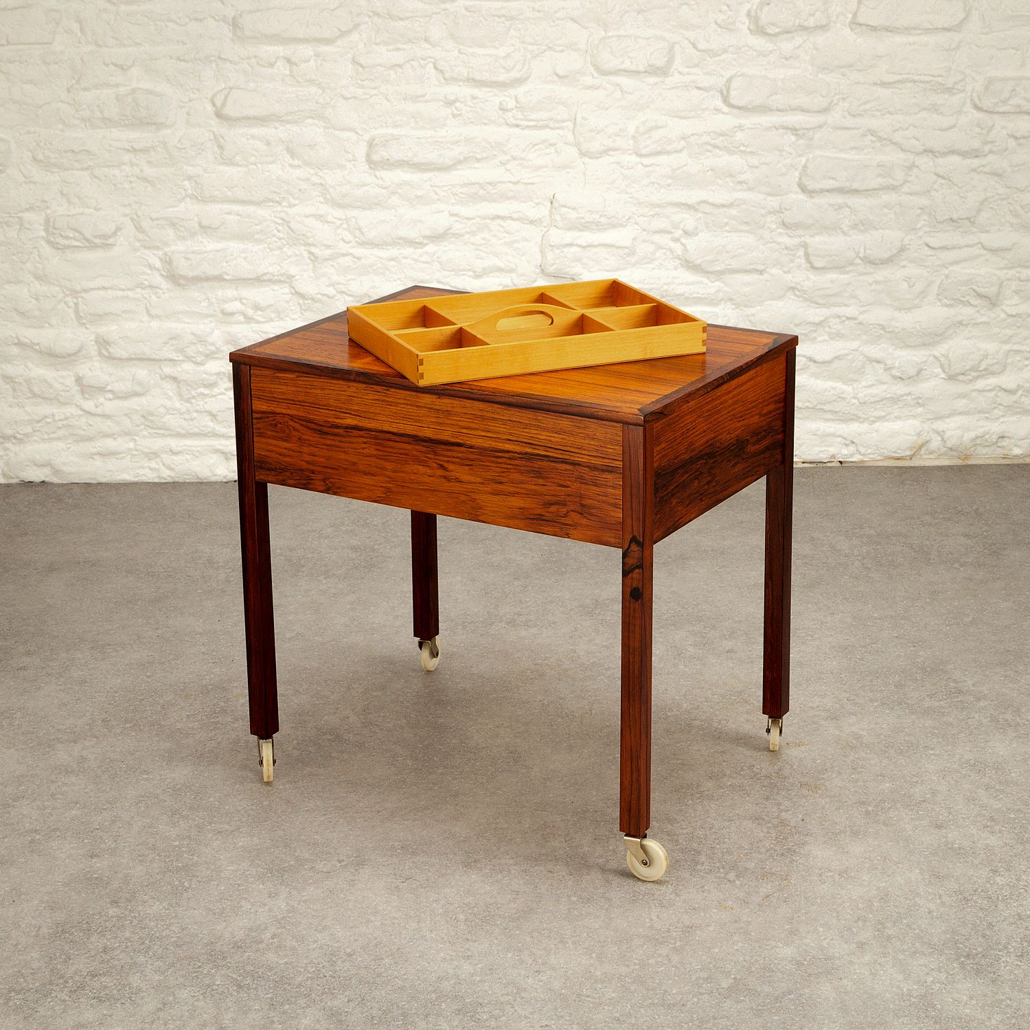 Rosewood Sewing Trolley, Sweden, 1960s photo vinterior