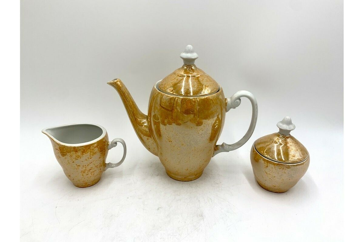 Orange Coffee Service For 6 People, Włocławek, Poland, 1960s photo for sale
