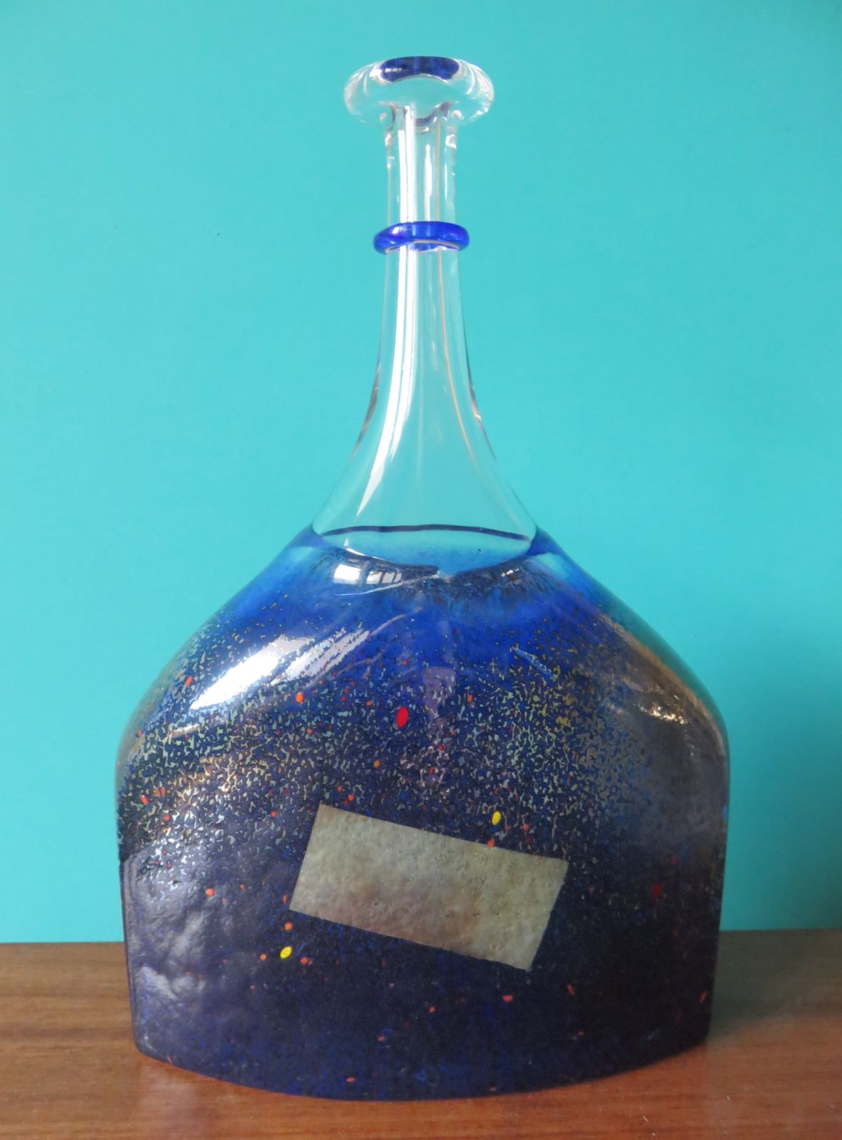 High Bottle Shaped Vase In Blown Glass By Bertil Valien For Kosta Boda. Sweden 1980