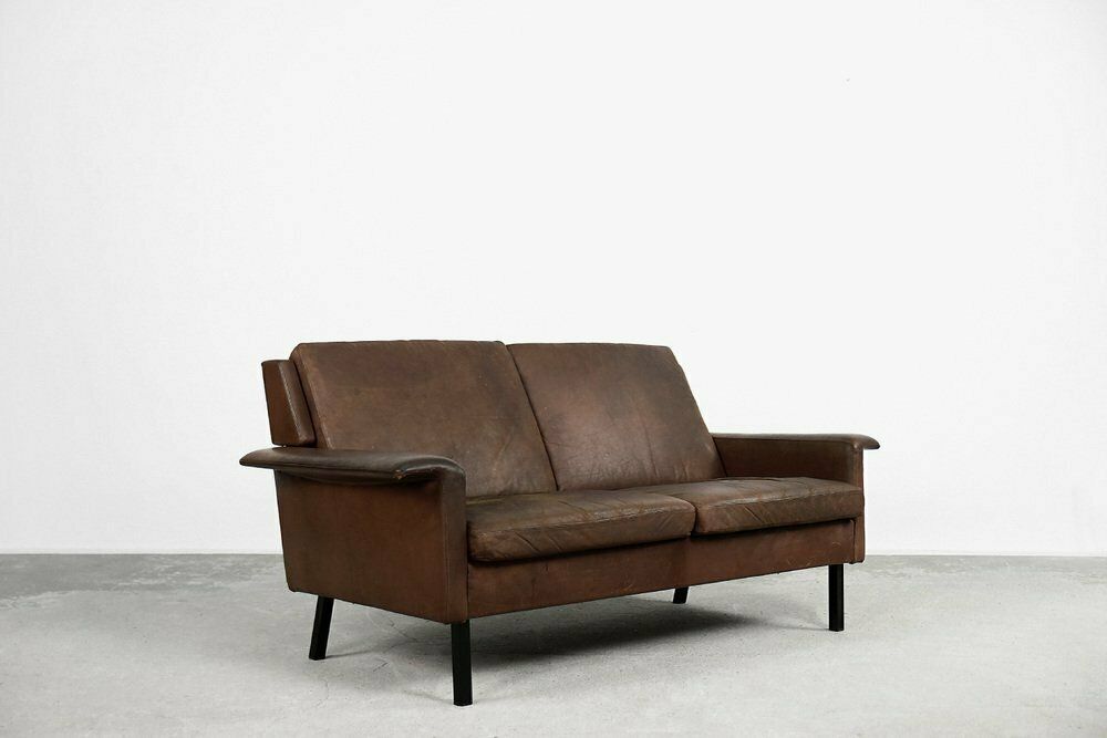 Mid Century Scandinavian Modern 2 Seater Brown Leather Sofa 3330 By Arne Vodder For Fritz Hansen, 1960s photo buy