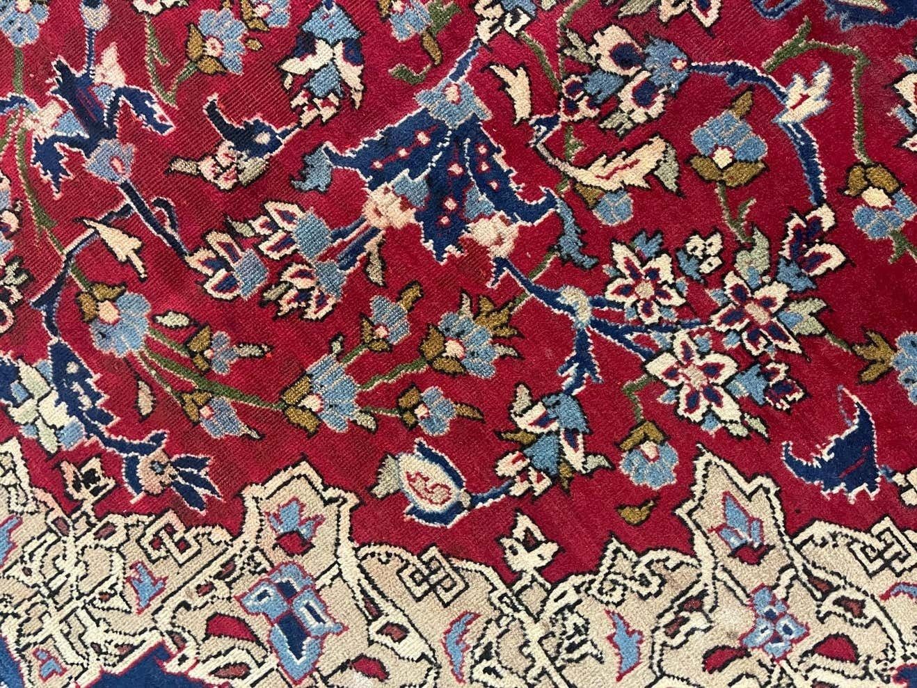 Magnificent Vintage Rug Handmade Carpet Floral Red Wool Oriental Livingroom Rug photo vintage