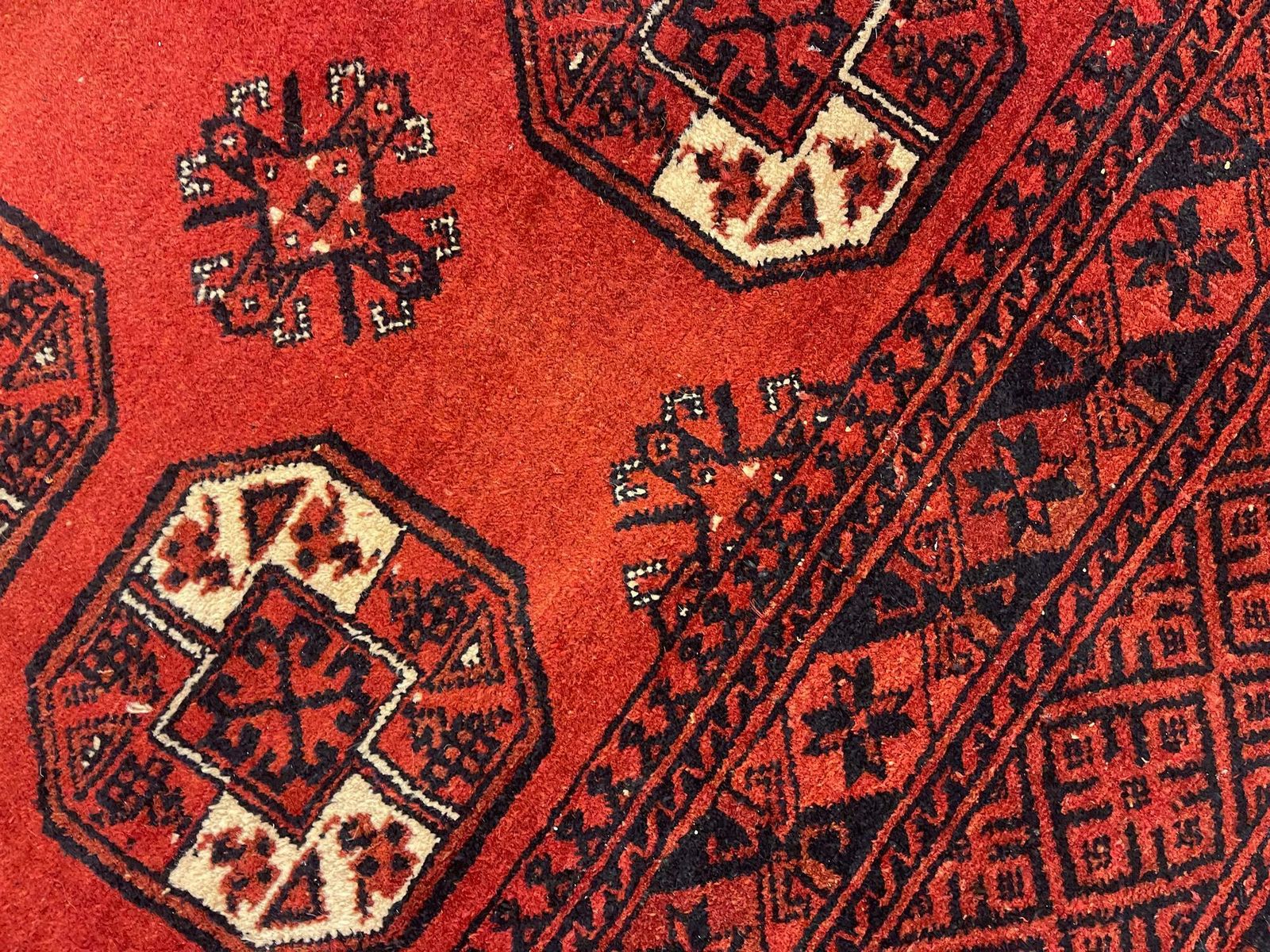 Turkmen Carpet Hand Knotted Red Wool Rug Oriental Livingroom Rug photo vinterior