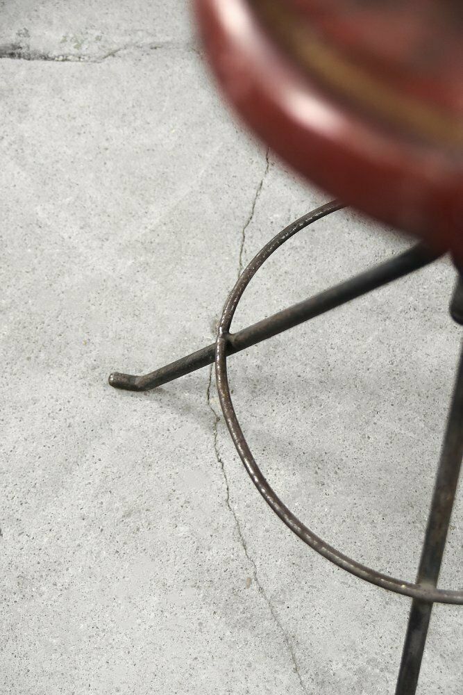 Industrial Factory Metal And Wood Swivel Stool, 1950s photo buy
