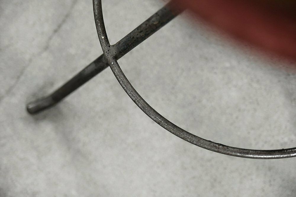 Industrial Factory Metal And Wood Swivel Stool, 1950s photo vintage
