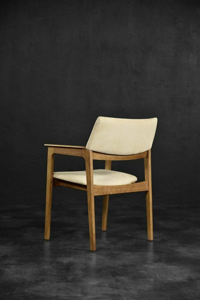 Mid Century Scandinavian Modern Oak Executive Chair In Alcantara Fabric, 1960s photo for sale