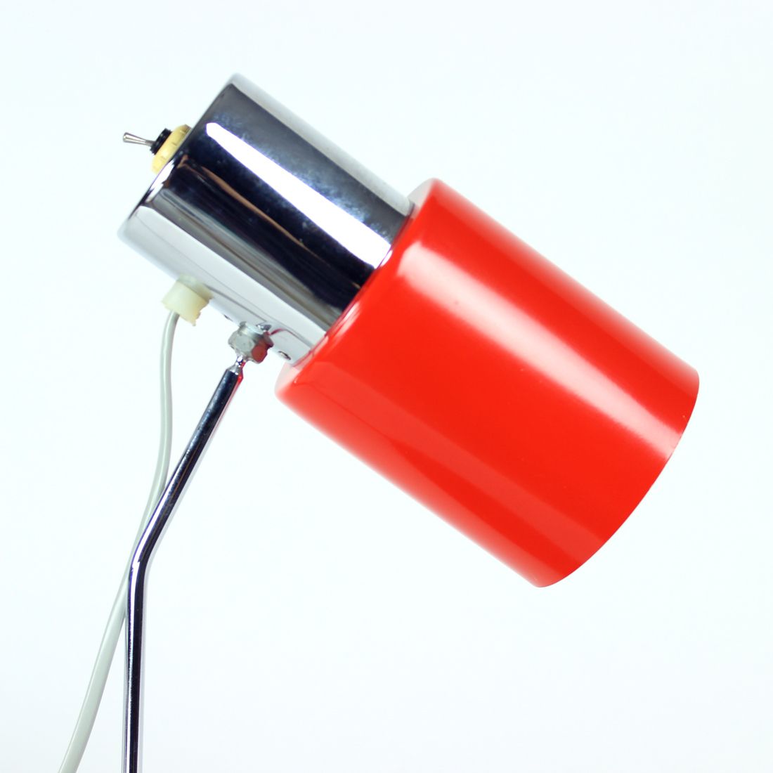 Table Lamp In Chrome And Red Metal, By Josef Hurka For Napako 1960s photo furniture