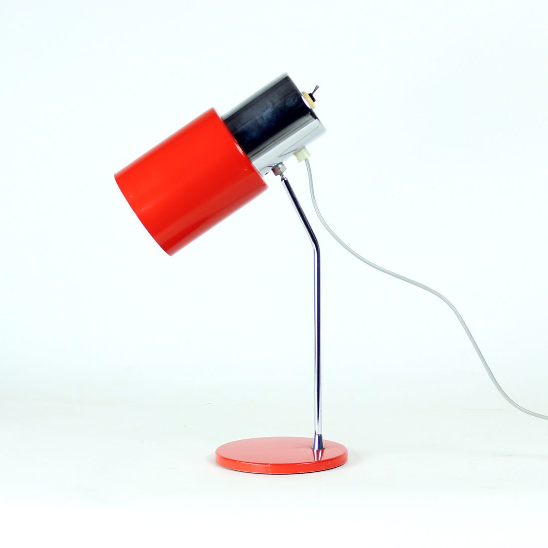 Table Lamp In Chrome And Red Metal, By Josef Hurka For Napako 1960s
