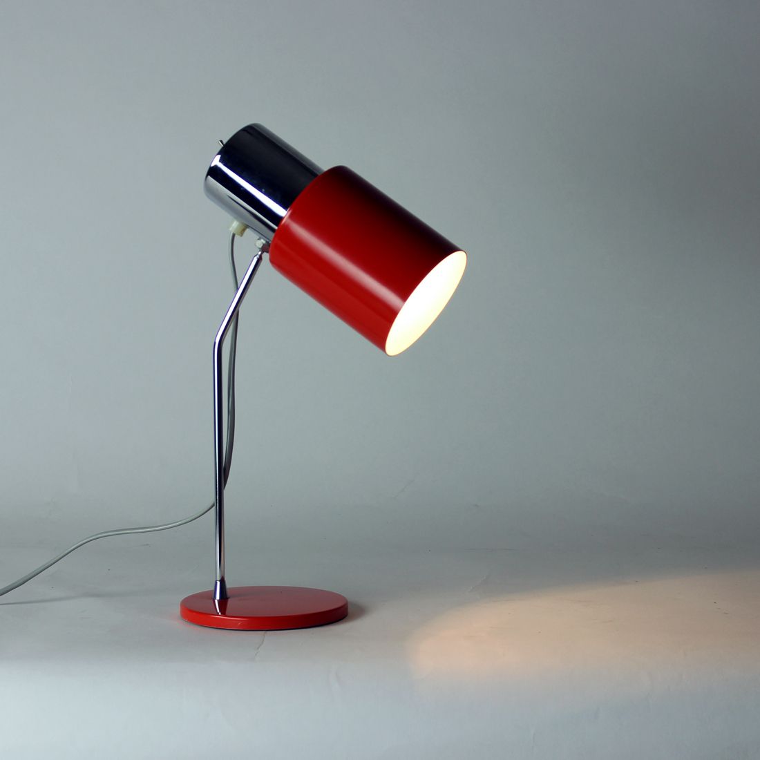 photo buy Table Lamp In Chrome And Red Metal, By Josef Hurka For Napako 1960s