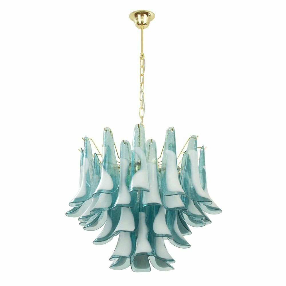 Italian Blue And White Murano Glass Pendant Lamp, 1990s