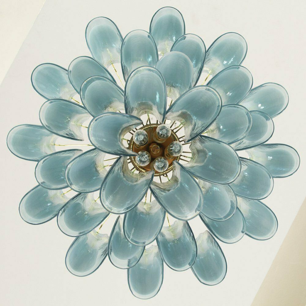 photo for sale Italian Blue And White Murano Glass Pendant Lamp, 1990s