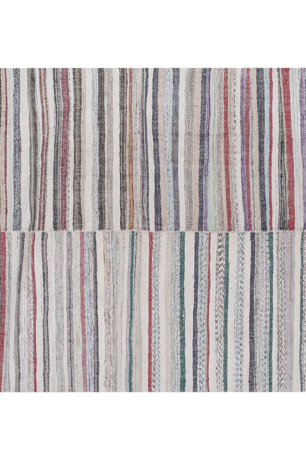 Vintage Turkish Cotton Striped Kilim Runner Rug 8'1'' X 10'5''