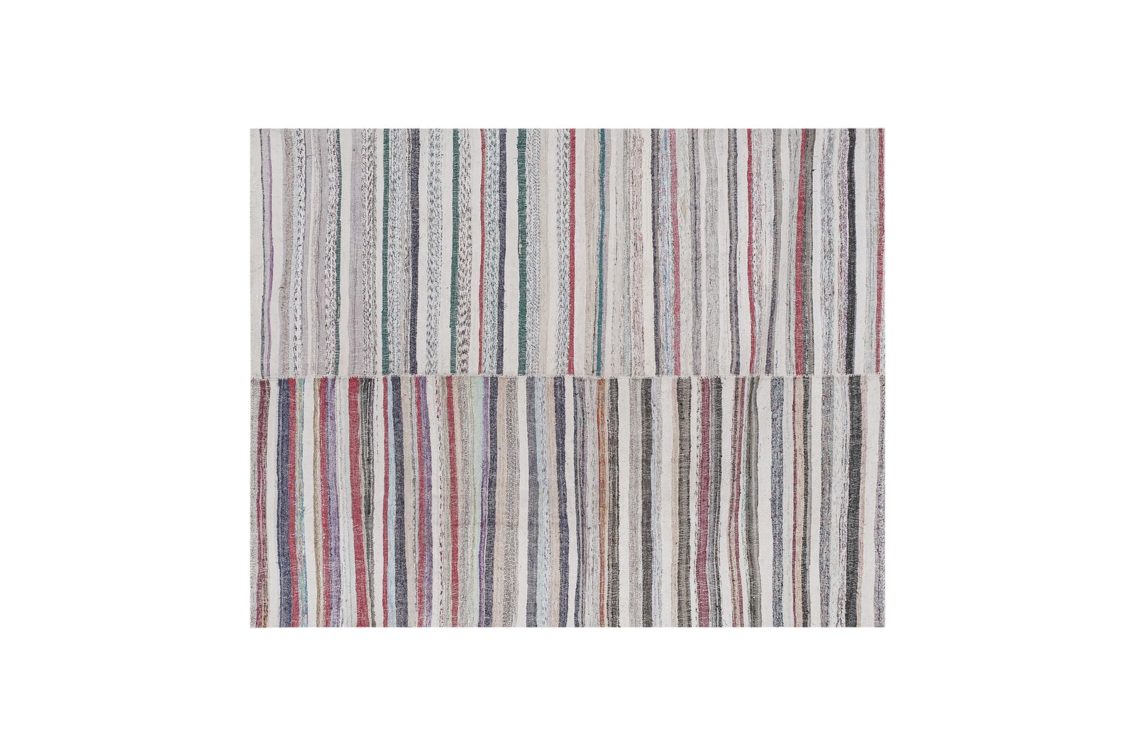 Vintage Turkish Cotton Striped Kilim Runner Rug 8'1'' X 10'5'' photo 1200.0
